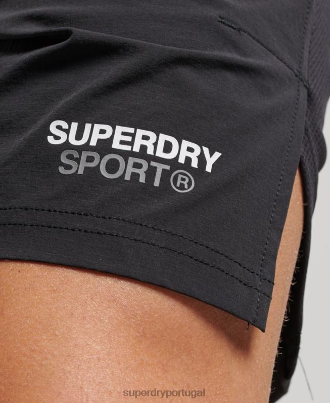 calções híbridos de trem homens preto roupas Superdry 2208H292