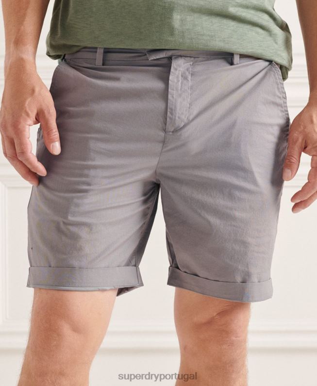calção chino peso de papel homens cinza claro roupas Superdry 2208H6493