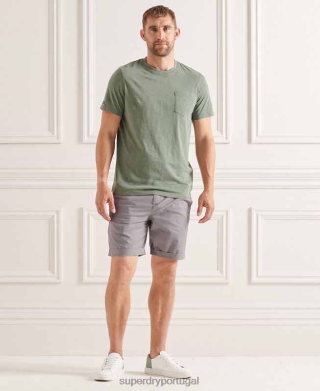 calção chino peso de papel homens cinza claro roupas Superdry 2208H6493