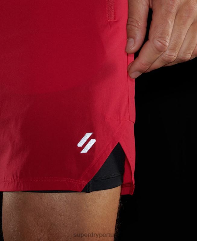 executar shorts em camadas premium homens vermelho roupas Superdry 2208H5406