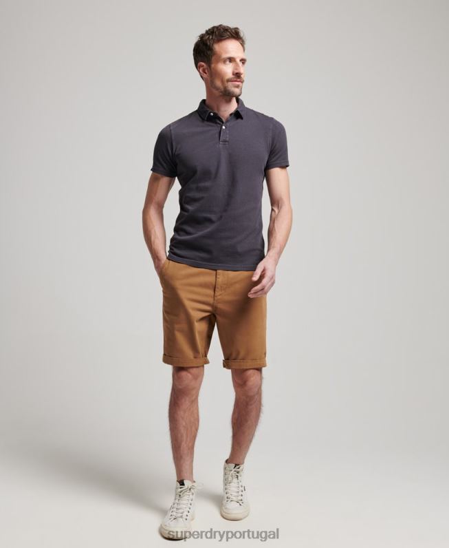 short chino oficial homens marrom roupas Superdry 2208H17