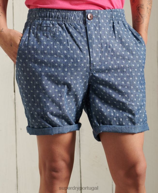 short chino queimado de sol homens azul escuro roupas Superdry 2208H375