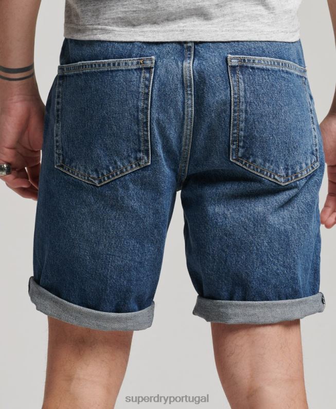 short reto vintage de algodão orgânico homens azul escuro roupas Superdry 2208H273