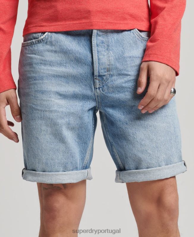 short reto vintage de algodão orgânico homens azul roupas Superdry 2208H266