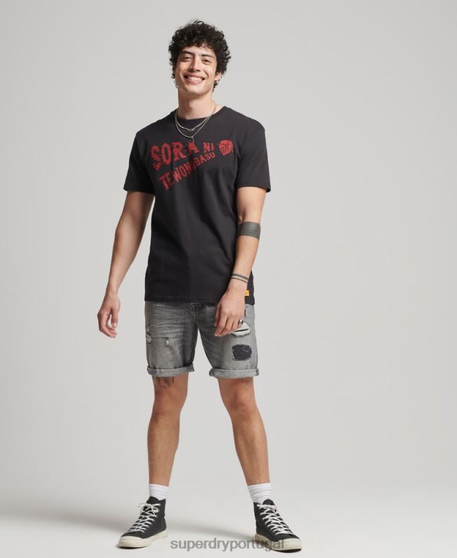 short reto vintage de algodão orgânico homens cinza roupas Superdry 2208H278