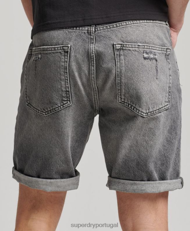 short reto vintage de algodão orgânico homens cinza roupas Superdry 2208H278