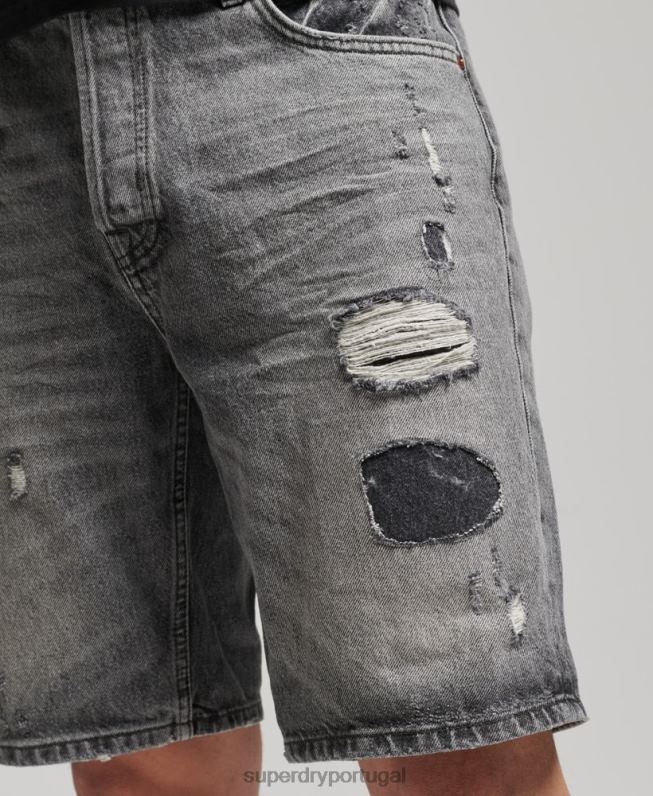 short reto vintage de algodão orgânico homens cinza roupas Superdry 2208H278