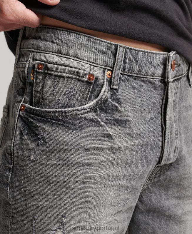 short reto vintage de algodão orgânico homens cinza roupas Superdry 2208H278