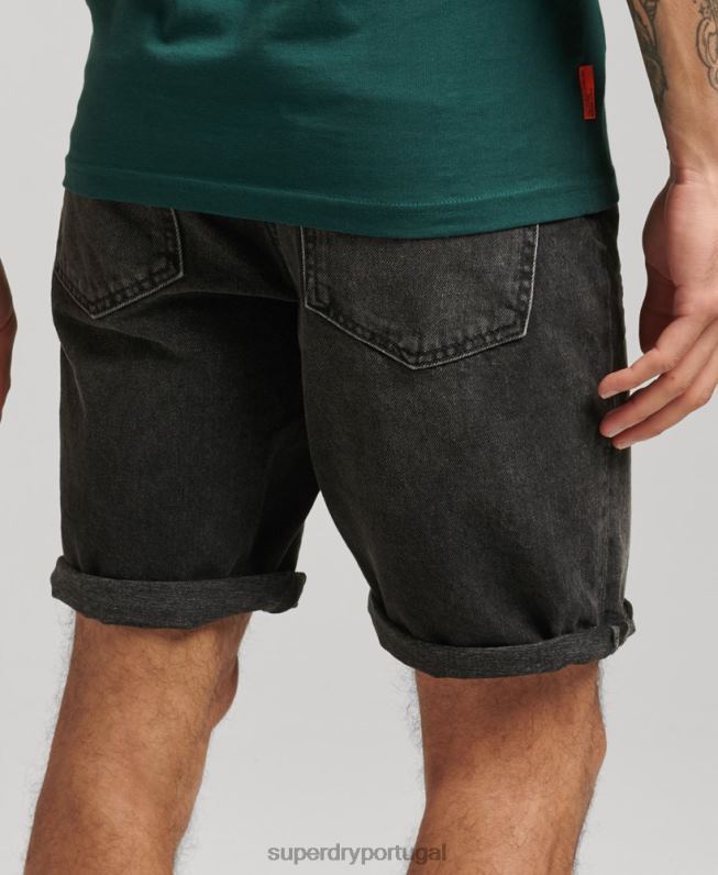 short reto vintage de algodão orgânico homens preto roupas Superdry 2208H280