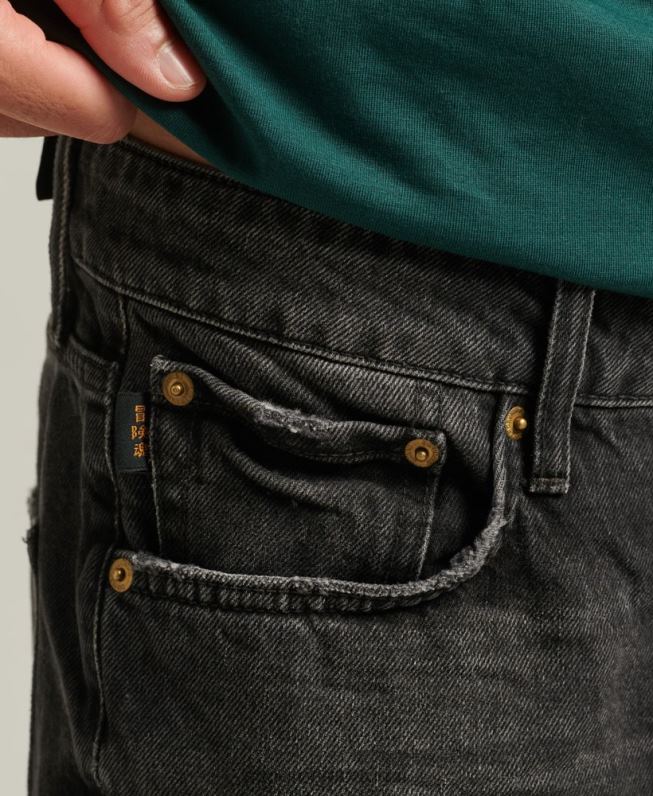 short reto vintage de algodão orgânico homens preto roupas Superdry 2208H280