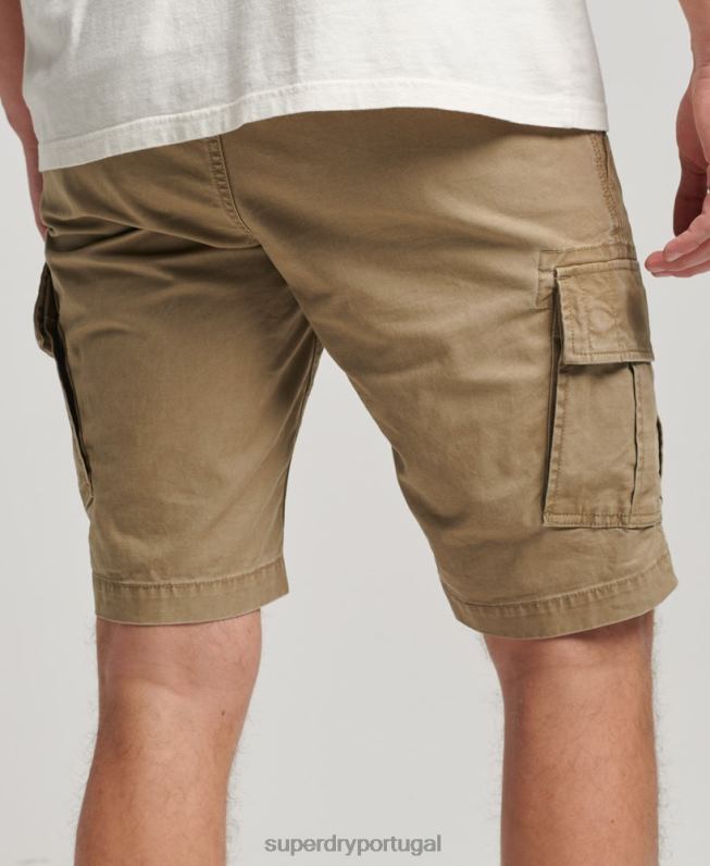 shorts cargo de núcleo de algodão orgânico homens bege roupas Superdry 2208H252