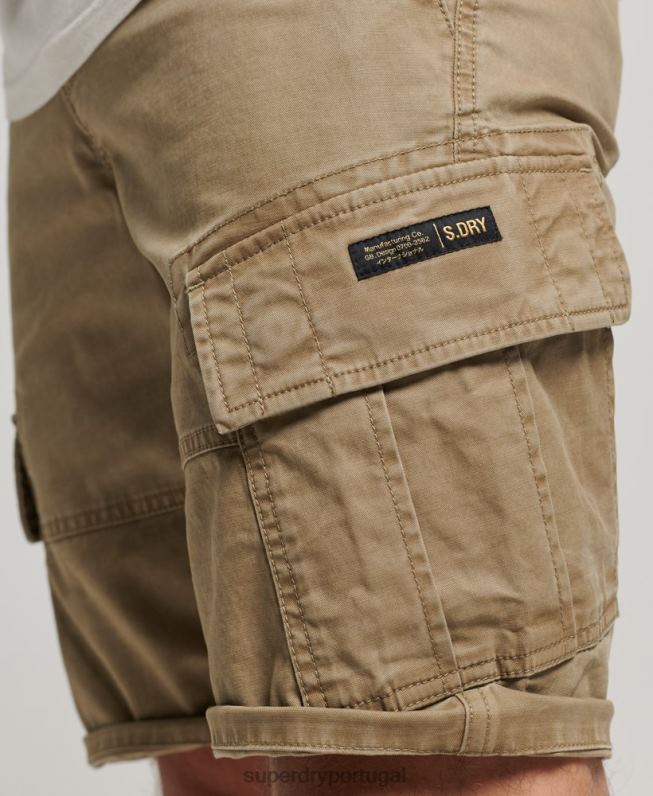 shorts cargo de núcleo de algodão orgânico homens bege roupas Superdry 2208H252