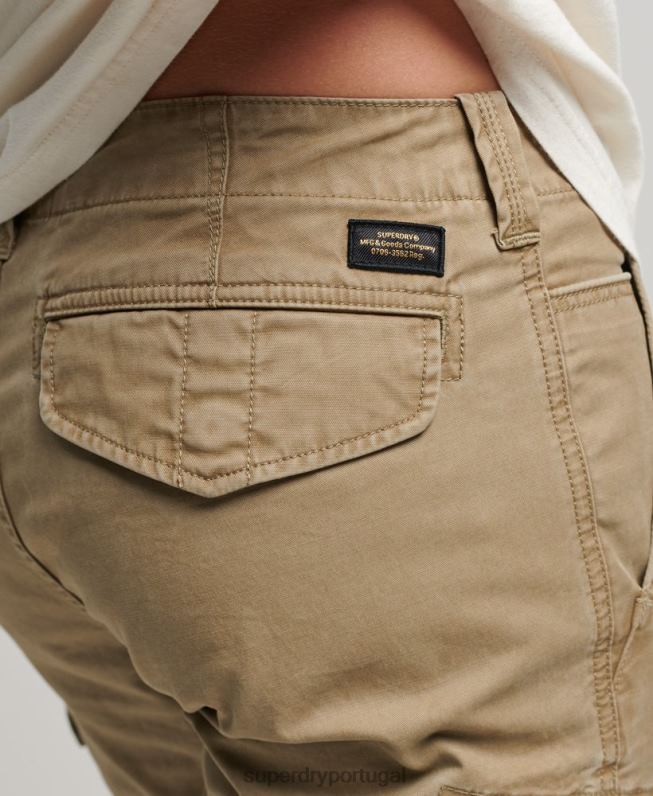 shorts cargo de núcleo de algodão orgânico homens bege roupas Superdry 2208H252
