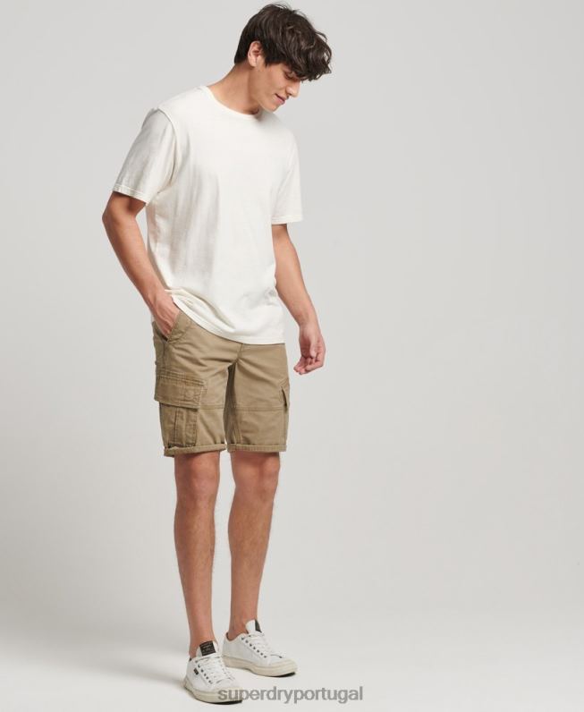 shorts cargo de núcleo de algodão orgânico homens bege roupas Superdry 2208H252
