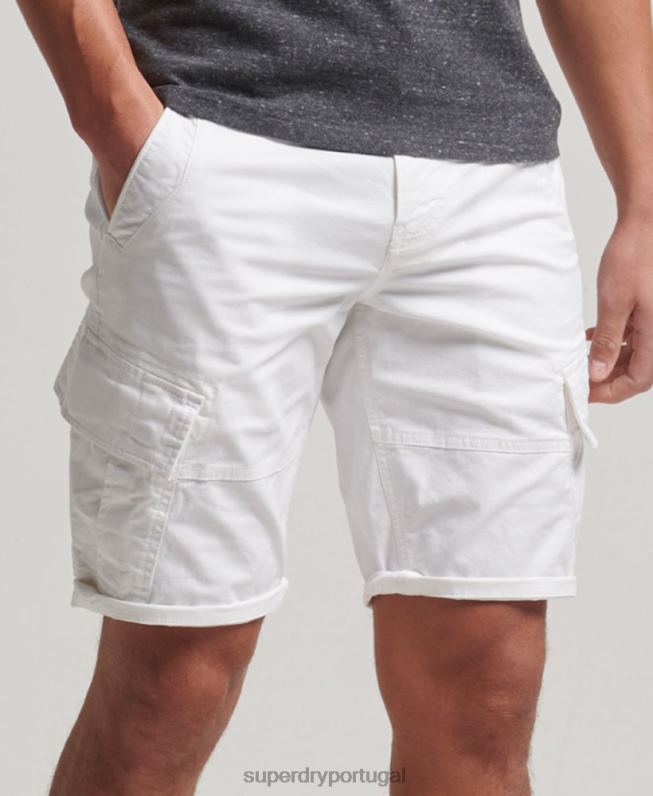 shorts cargo de núcleo de algodão orgânico homens branco roupas Superdry 2208H279