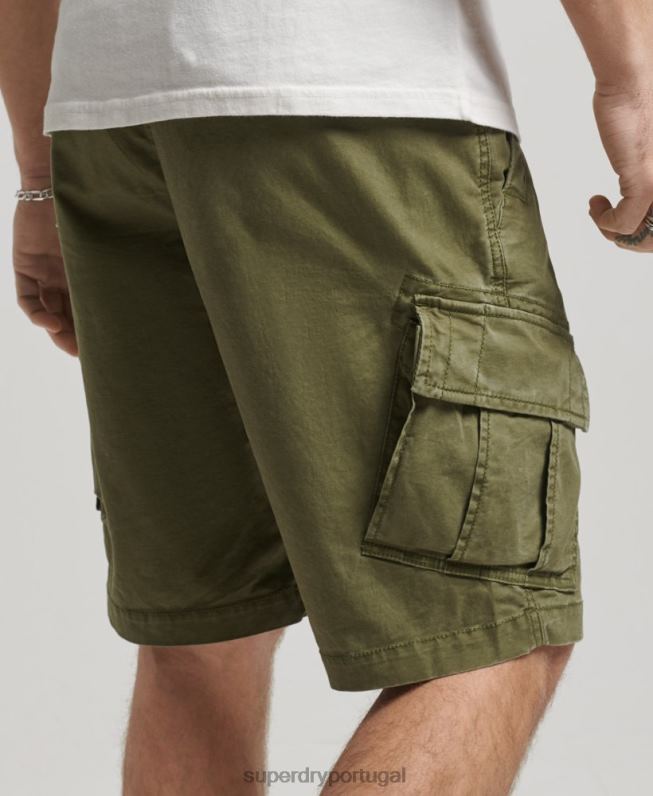 shorts cargo de núcleo de algodão orgânico homens caqui roupas Superdry 2208H246
