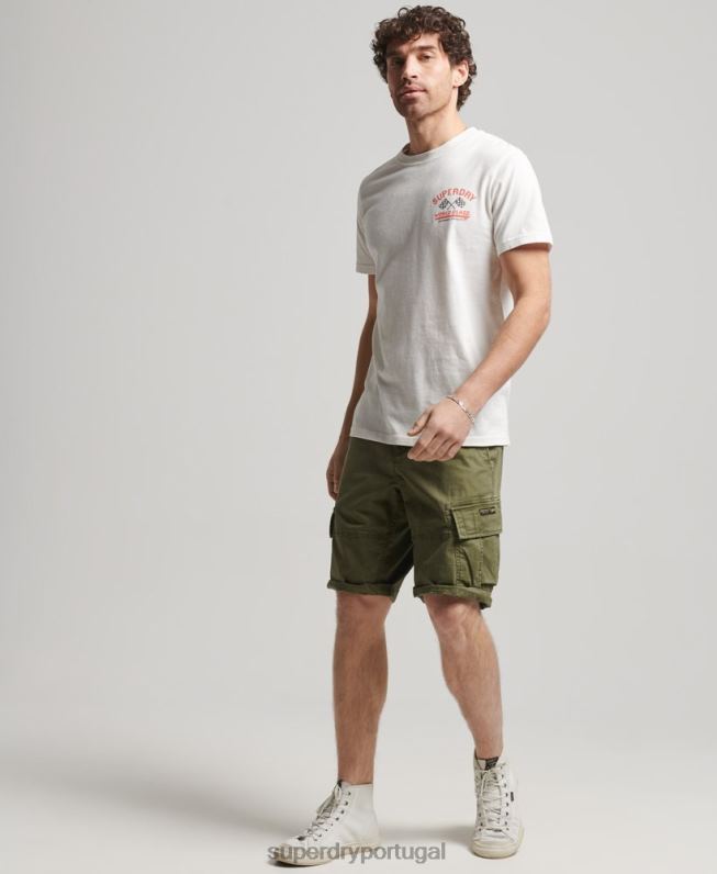 shorts cargo de núcleo de algodão orgânico homens caqui roupas Superdry 2208H246