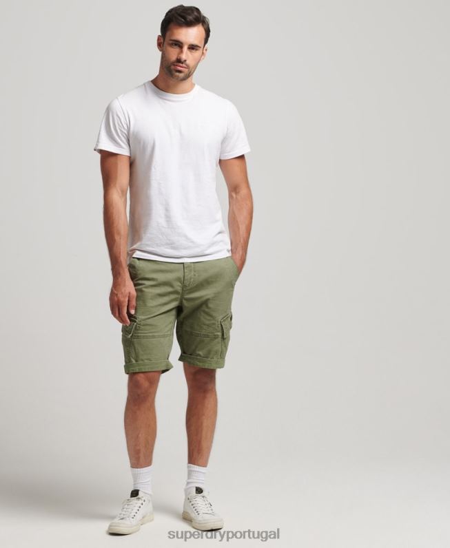 shorts cargo de núcleo de algodão orgânico homens caqui roupas Superdry 2208H267