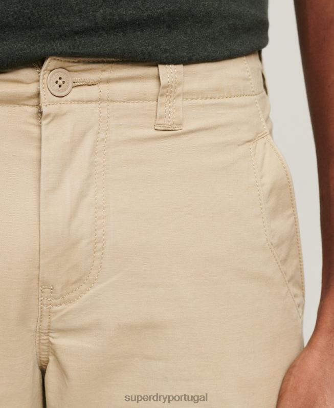 shorts cargo de núcleo de algodão orgânico homens creme roupas Superdry 2208H248
