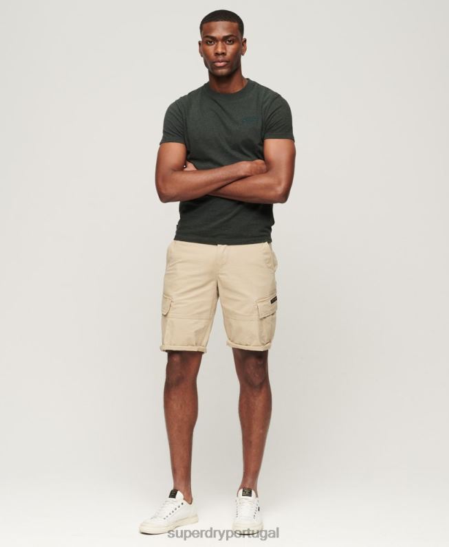 shorts cargo de núcleo de algodão orgânico homens creme roupas Superdry 2208H248