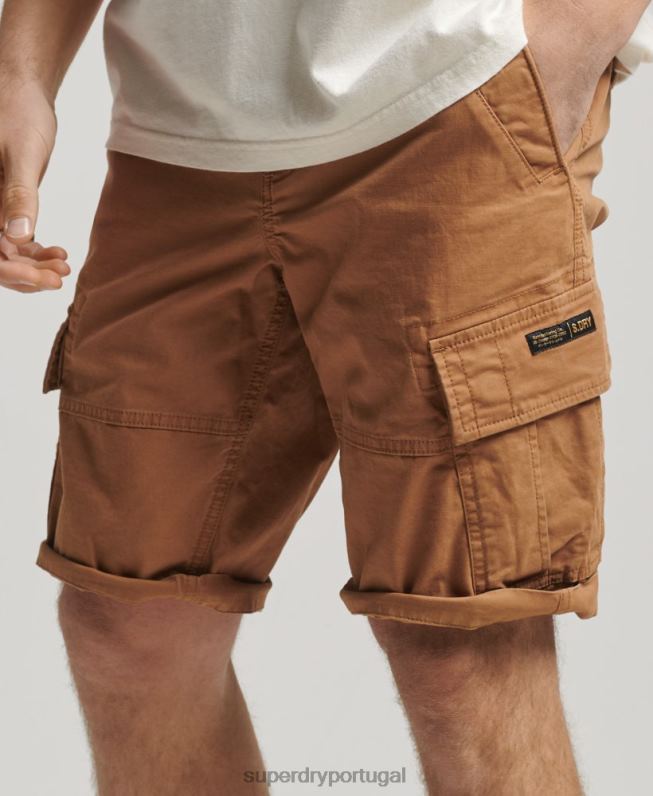 shorts cargo de núcleo de algodão orgânico homens marrom roupas Superdry 2208H109