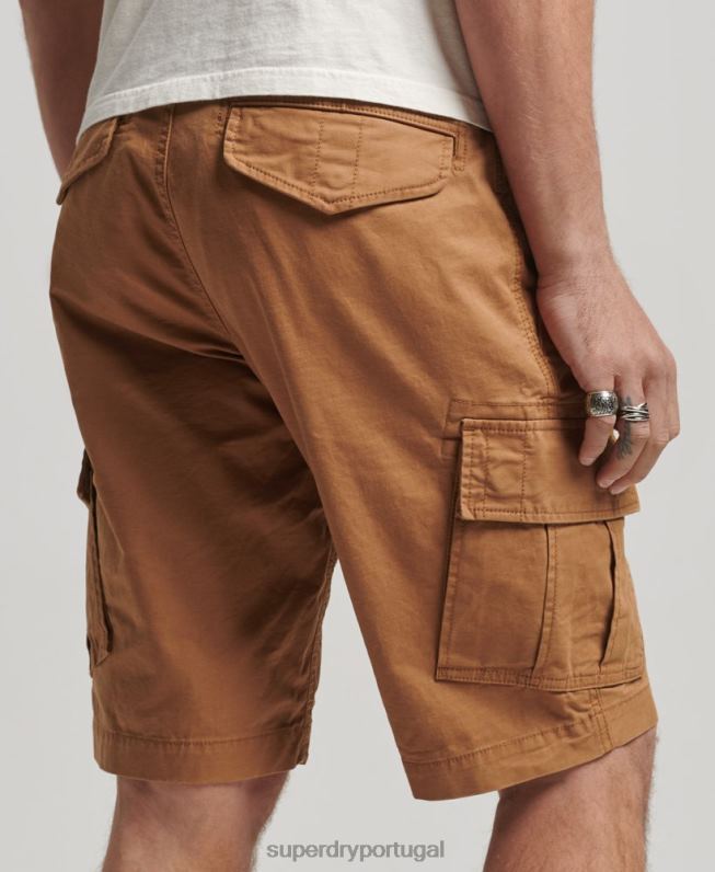 shorts cargo de núcleo de algodão orgânico homens marrom roupas Superdry 2208H275