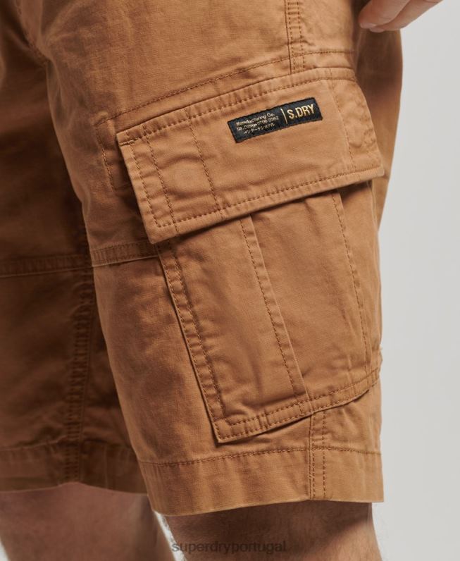 shorts cargo de núcleo de algodão orgânico homens marrom roupas Superdry 2208H275