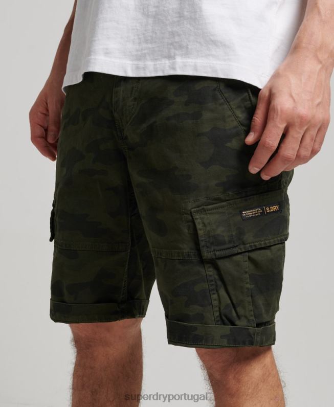 shorts cargo de núcleo de algodão orgânico homens verde roupas Superdry 2208H268