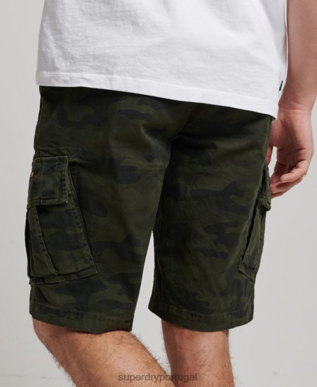 shorts cargo de núcleo de algodão orgânico homens verde roupas Superdry 2208H268