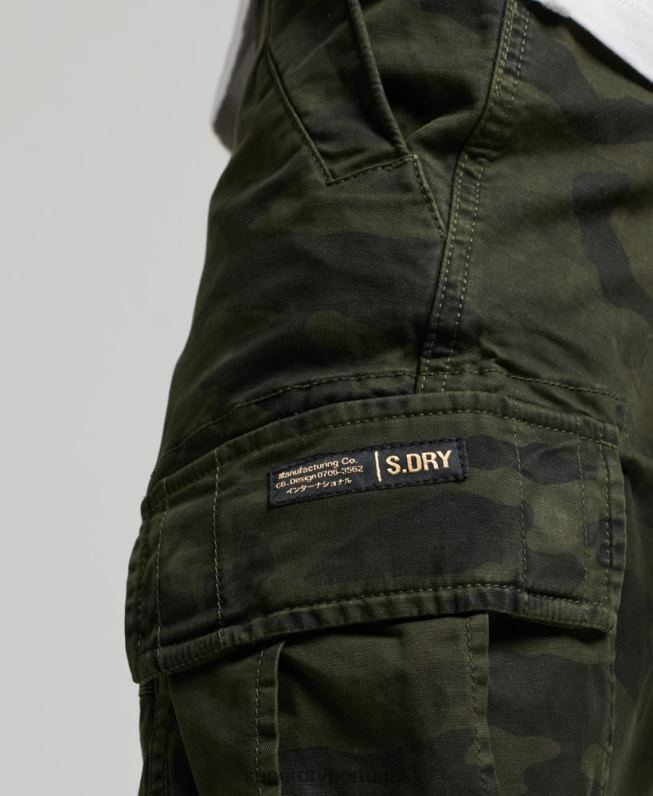 shorts cargo de núcleo de algodão orgânico homens verde roupas Superdry 2208H268