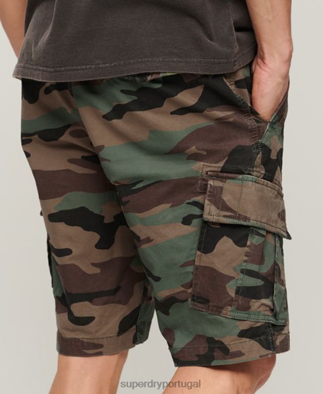 shorts cargo de núcleo de algodão orgânico homens verde roupas Superdry 2208H325