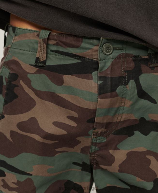 shorts cargo de núcleo de algodão orgânico homens verde roupas Superdry 2208H325