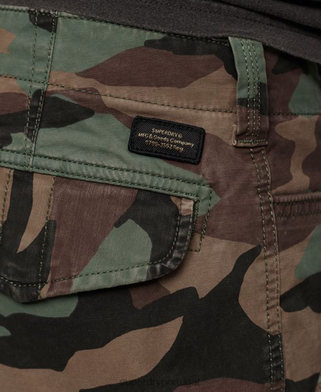 shorts cargo de núcleo de algodão orgânico homens verde roupas Superdry 2208H325