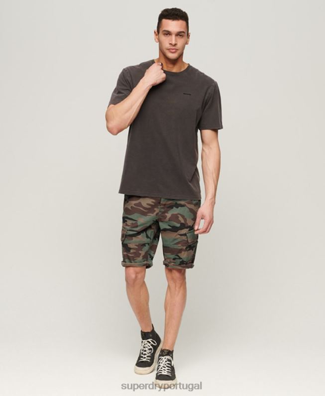 shorts cargo de núcleo de algodão orgânico homens verde roupas Superdry 2208H325