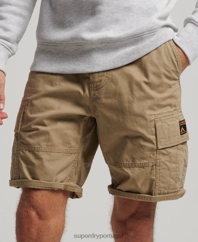 shorts cargo pesados ​​de algodão orgânico homens bege roupas Superdry 2208H260