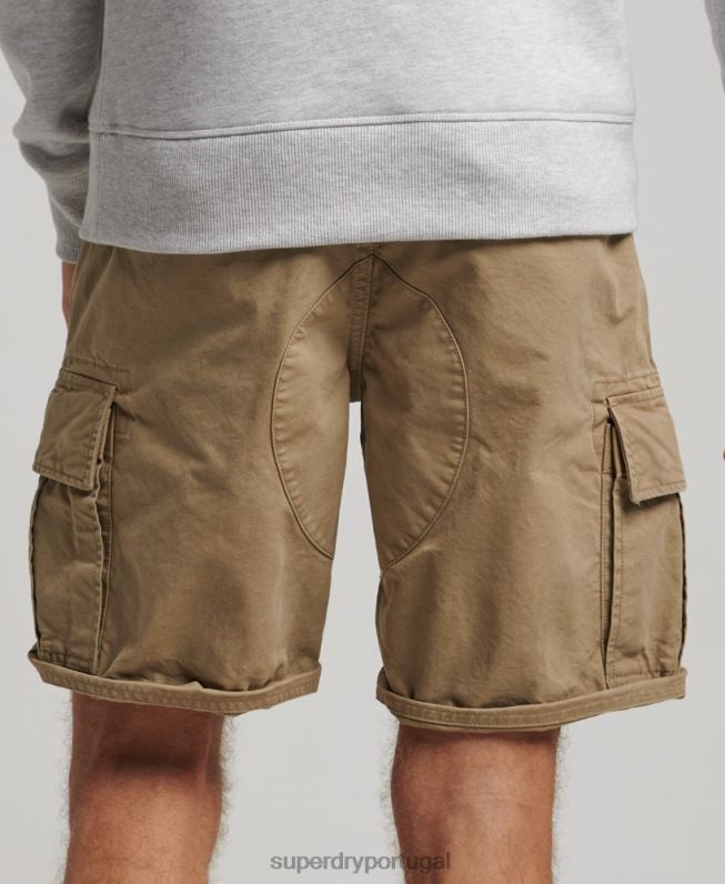 shorts cargo pesados ​​de algodão orgânico homens bege roupas Superdry 2208H260