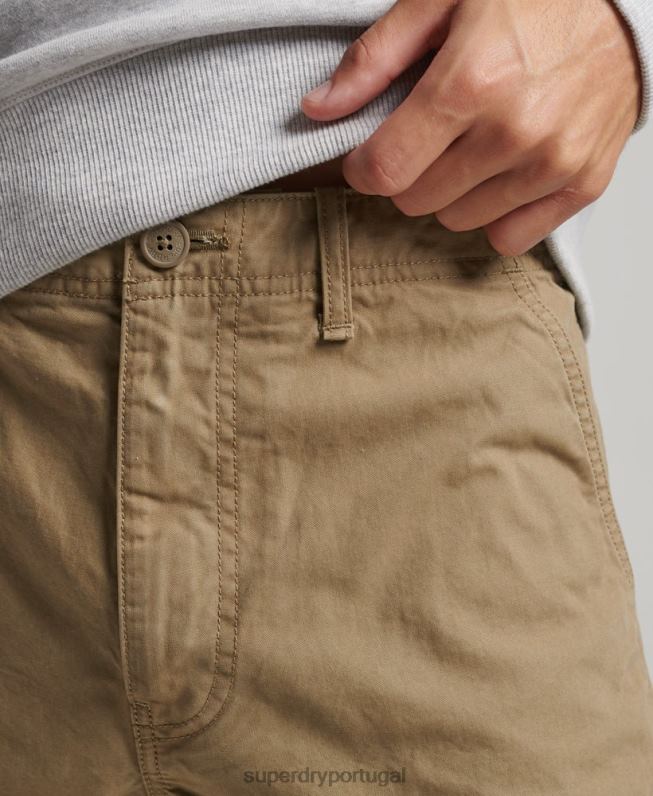 shorts cargo pesados ​​de algodão orgânico homens bege roupas Superdry 2208H260