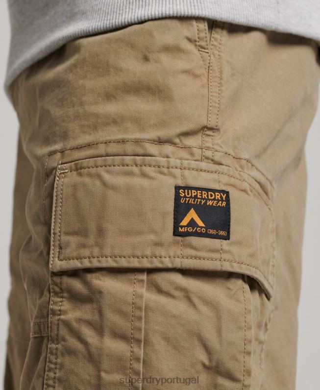 shorts cargo pesados ​​de algodão orgânico homens bege roupas Superdry 2208H260