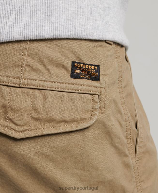 shorts cargo pesados ​​de algodão orgânico homens bege roupas Superdry 2208H260