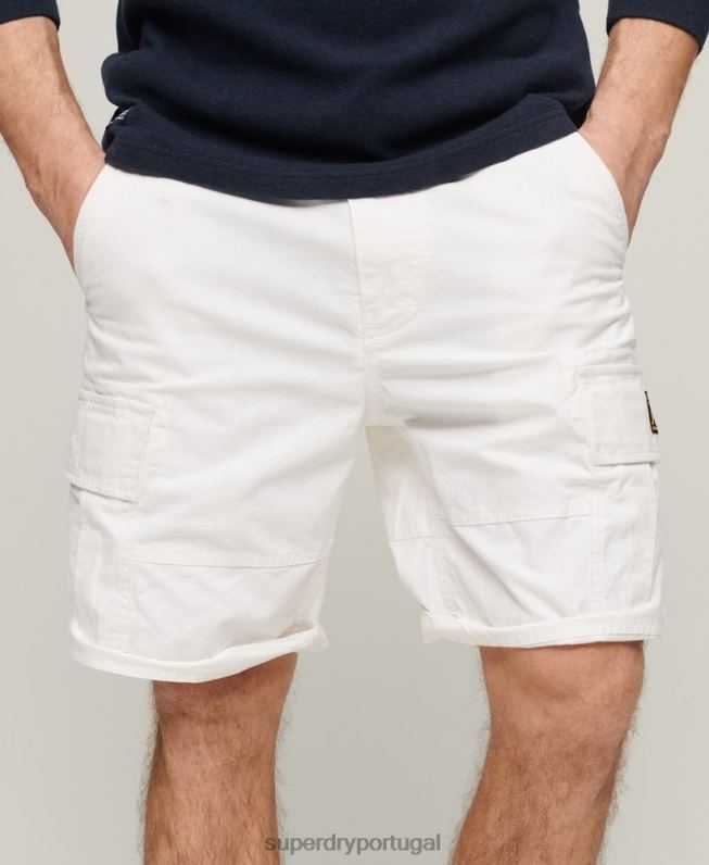 shorts cargo pesados ​​de algodão orgânico homens branco roupas Superdry 2208H272