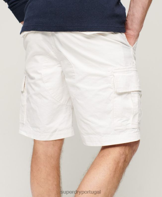 shorts cargo pesados ​​de algodão orgânico homens branco roupas Superdry 2208H272