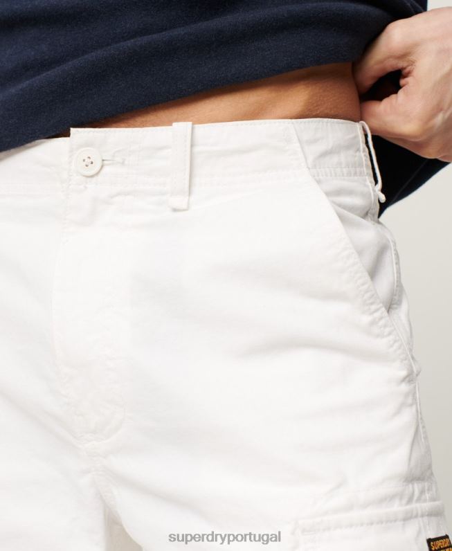 shorts cargo pesados ​​de algodão orgânico homens branco roupas Superdry 2208H272