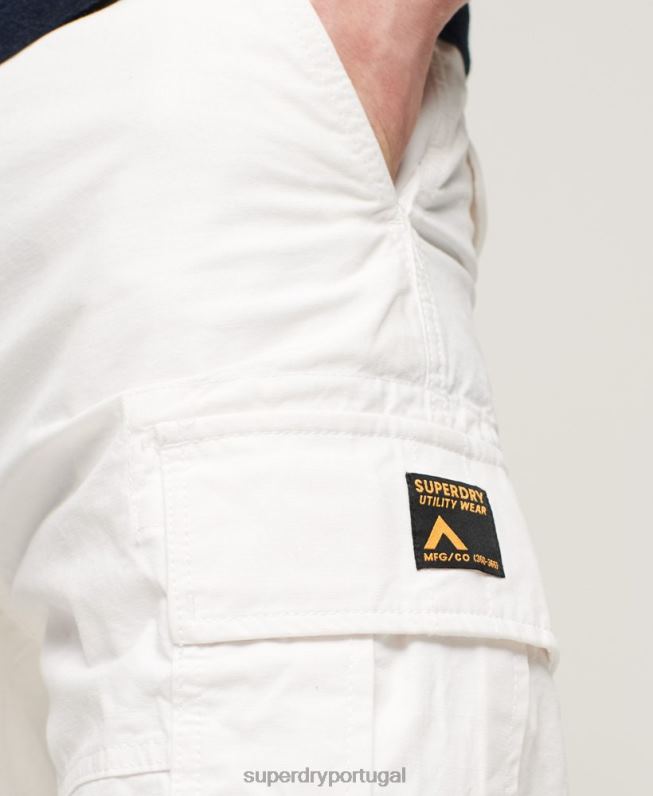 shorts cargo pesados ​​de algodão orgânico homens branco roupas Superdry 2208H272