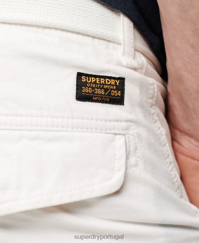 shorts cargo pesados ​​de algodão orgânico homens branco roupas Superdry 2208H272
