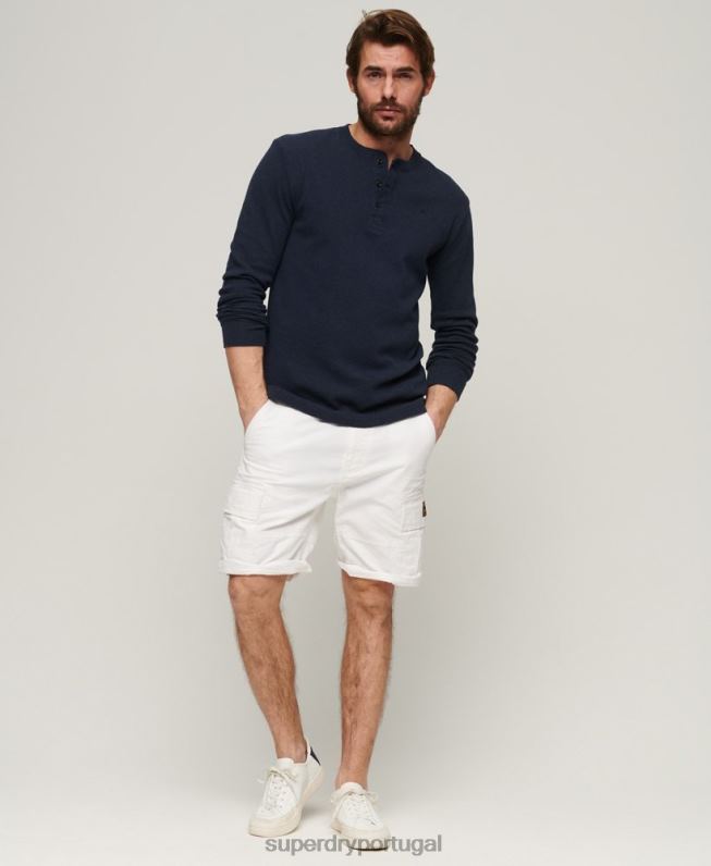 shorts cargo pesados ​​de algodão orgânico homens branco roupas Superdry 2208H272