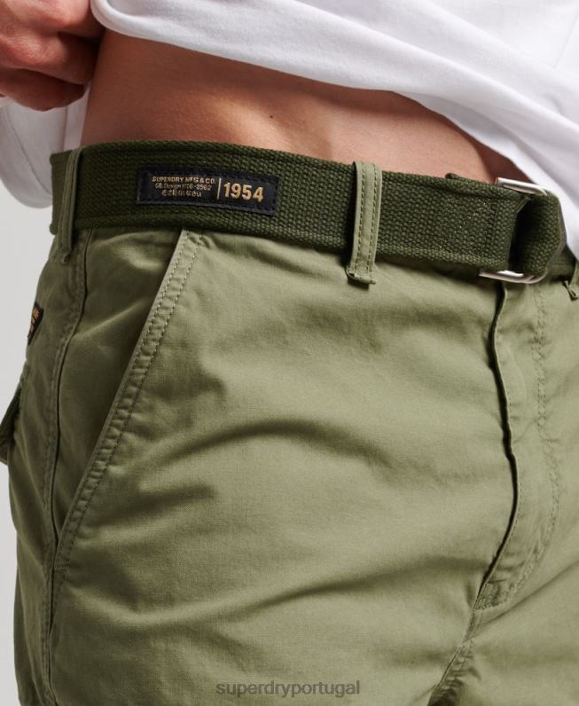 shorts cargo pesados ​​de algodão orgânico homens caqui roupas Superdry 2208H263