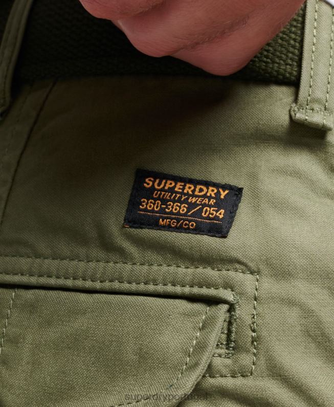 shorts cargo pesados ​​de algodão orgânico homens caqui roupas Superdry 2208H263