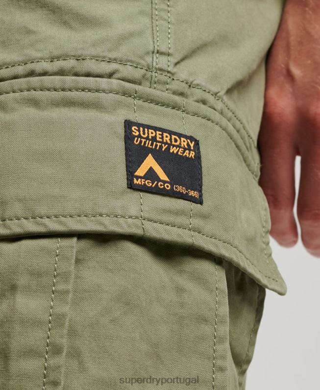 shorts cargo pesados ​​de algodão orgânico homens caqui roupas Superdry 2208H263