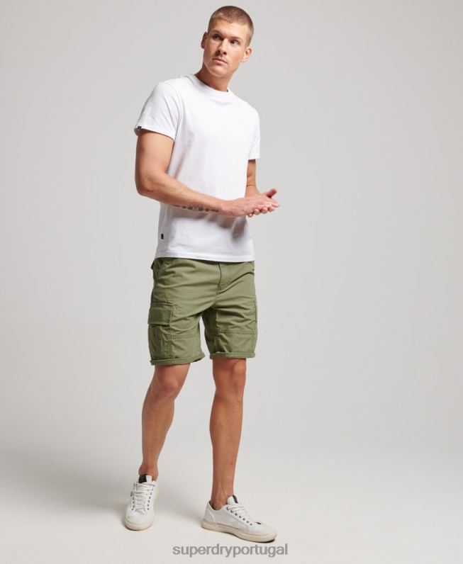 shorts cargo pesados ​​de algodão orgânico homens caqui roupas Superdry 2208H263