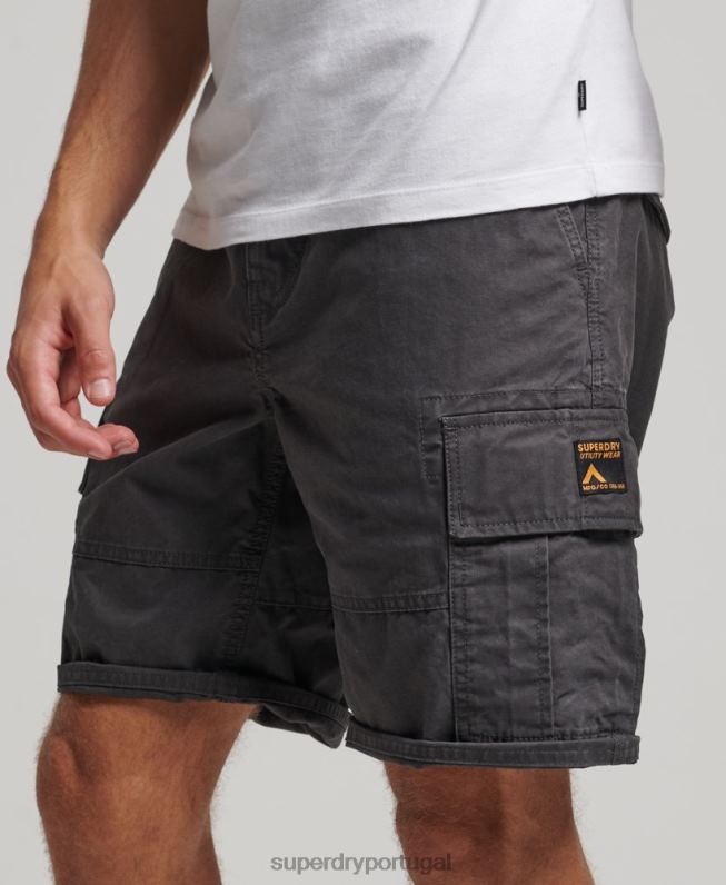 shorts cargo pesados ​​de algodão orgânico homens cinza escuro roupas Superdry 2208H250